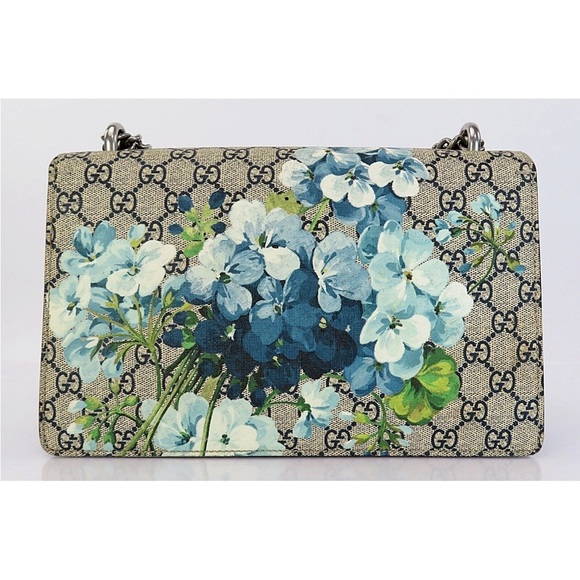 Gucci Beige and Blue GG Floral Shoulder Bag - Picture 2 of 16